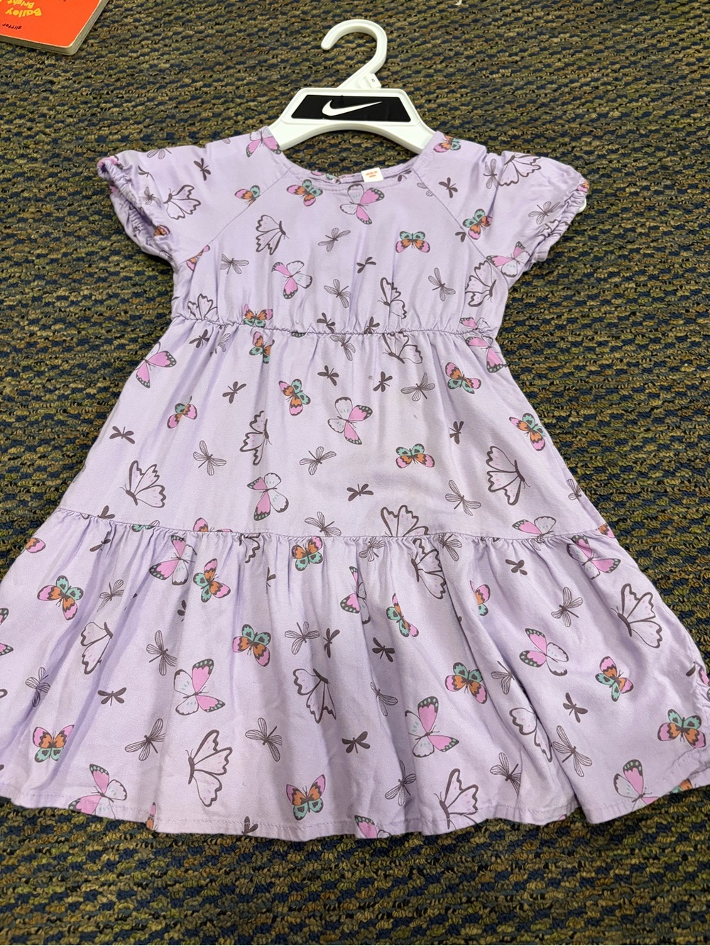 Cat & Jack Lavender Butterfly Tiered Dress